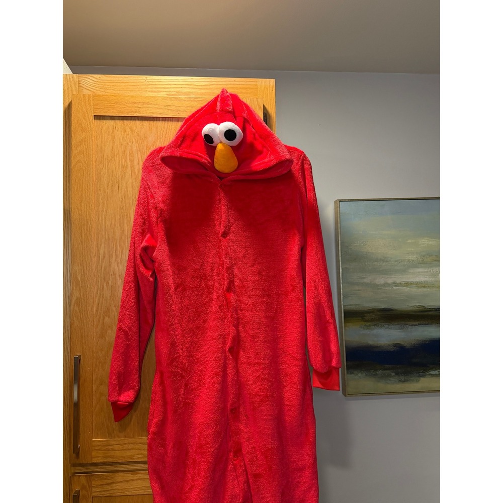 Sesame Street Elmo Adult Men Plush Fleece Costume Union Suit Red Medium Pajamas